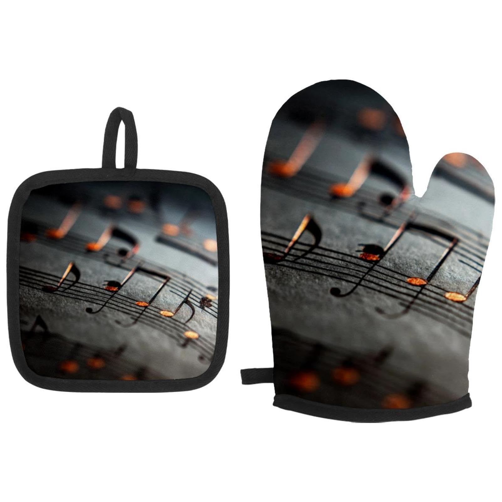 Gants de cuisine notes de musique et maniques antidérapants pour four
