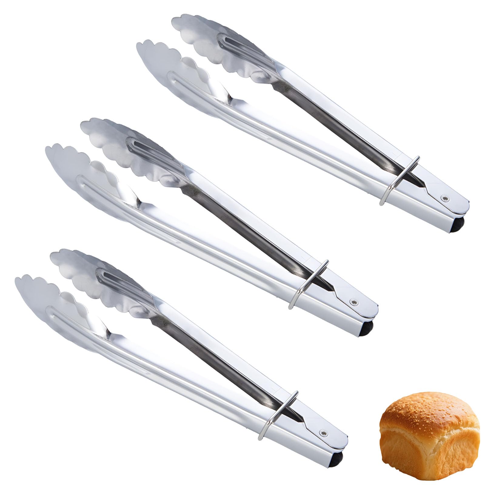 3 Pcs 7-Inch Mini Serving Tongs, Stainless Steel Small Tongs for Salad, Cooking, Grilling. Ideal Food Tongs for Serving Appetizers & Snacks.