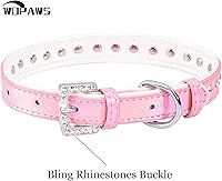 Vista 4 de Rhinestones Cat Dog Collar Bling Diamond with Shiny Buckle Double Layer PU Leather for Cats Kitten Small Medium Dogs (Pink 1, XS)