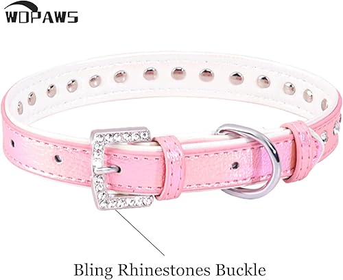 Miniatura 4 de Collar de diamantes de imitación para gatos y perros, con hebilla brillante, doble capa de piel sintética para gatos, gatitos y perros pequeños y