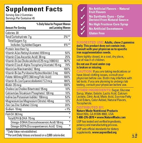 Prenatal Gummies with DHA and Folic Acid, Nature Made Dietary Supplement, 90 Count and Bookmark Gift of YOLOMOLO