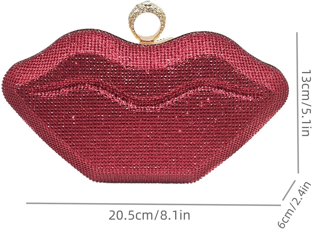 Women Lip Shaped Purse Rhinestone Clutch Bags Sparkling Evening Bag Novely Party Handbag Prom Bag for Wedding Date - Image 2