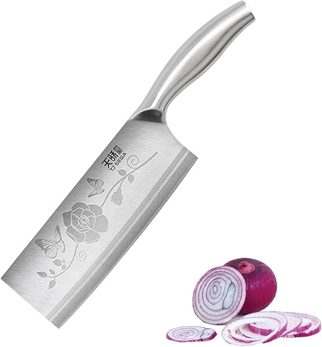 Miniatura 14 de TJ POP Cuchilla China de Chef, Cuchillo de Acero Inoxidable de 7.5 Pulgadas con Mango Ergonómico, Cuchillo de Cocina Ultra Afilado para Hogar