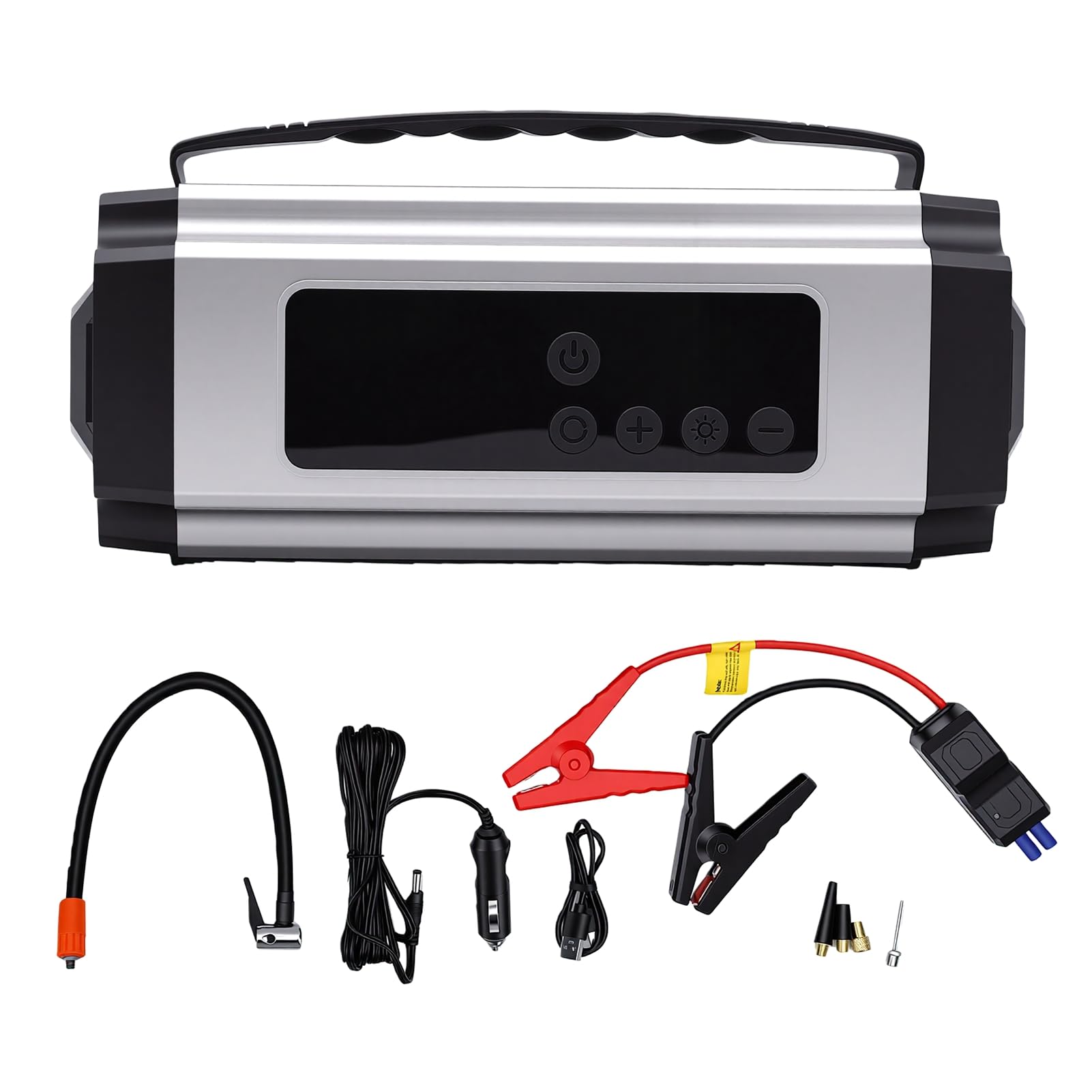 Fafeicy Avviatore di Emergenza 1200A con Compressore D'Aria Gonfiatore Portatile, 8000mAh 10 Funzioni di Sicurezza per Auto Camion Barche 12V, Luci di Emergenza e SOS