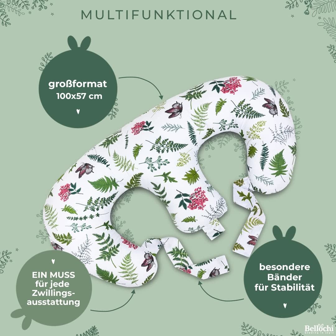 Bellochi Growing in style Stillkissen Zwillinge, Stillkissen XXL, Nursing Pillow - Schwangerschaftskissen, Stillkissen groß, Stillhörnchen Baby - Multifunktionale Zwillingsstillkissen Lux