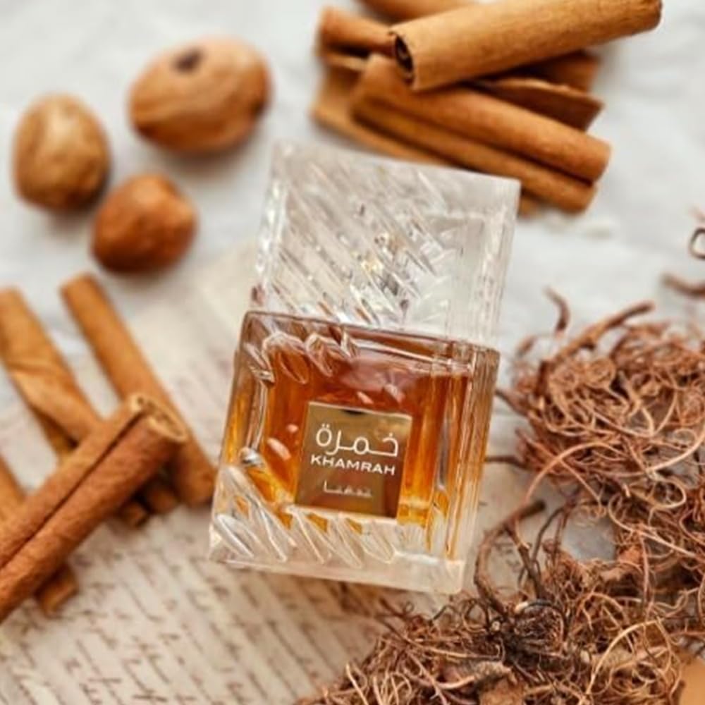 Perfume Árabe Khamrah – Fragancia Oriental Exótica y Duradera para Hombre y Mujer – 100 ml + Regalo atomizador 5 ml. (color aleatorio)