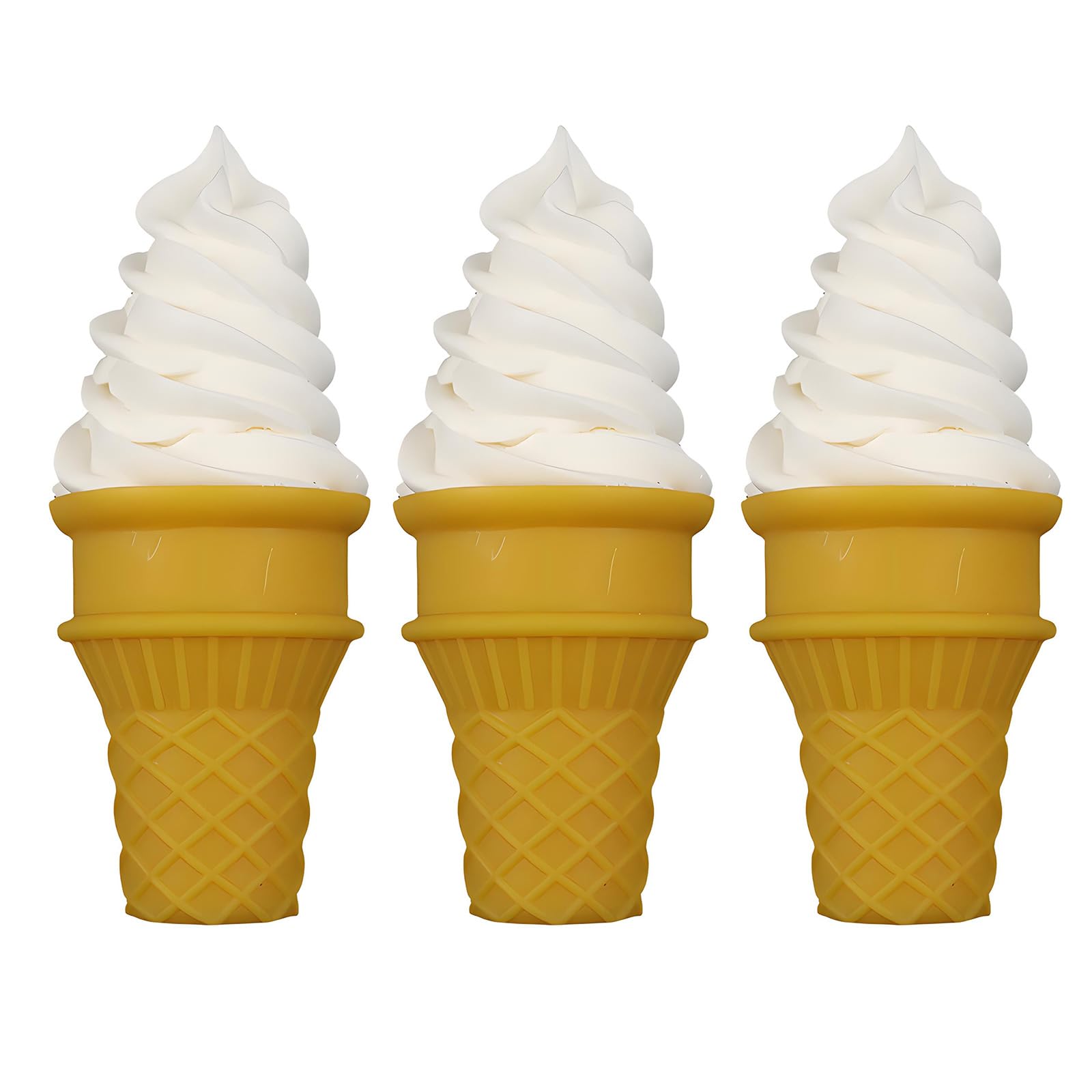 yanzunlrn 3Pcs Colorful Artificial Ice Cream Cone Dessert Toy for Birthday Decoration and Shop Window Displays Photography Tool Simulation Food Model