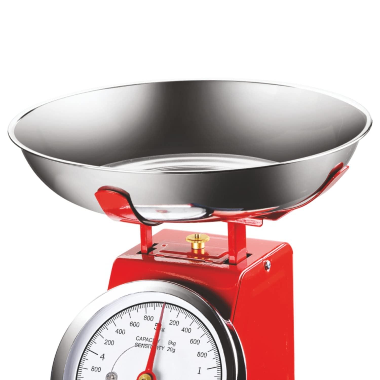 Bilancia da Cucina in Ferro con Vassoio in Acciaio Modello Atlas 5 Kg Rosso Pratiko Life