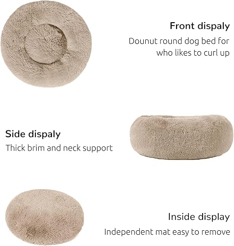 Miniatura 4 de HACHIKITTY Camas para perros calmantes en forma de dona, camas para cachorros y perros grandes, camas calmantes para interiores grandes, 30 pulgadas