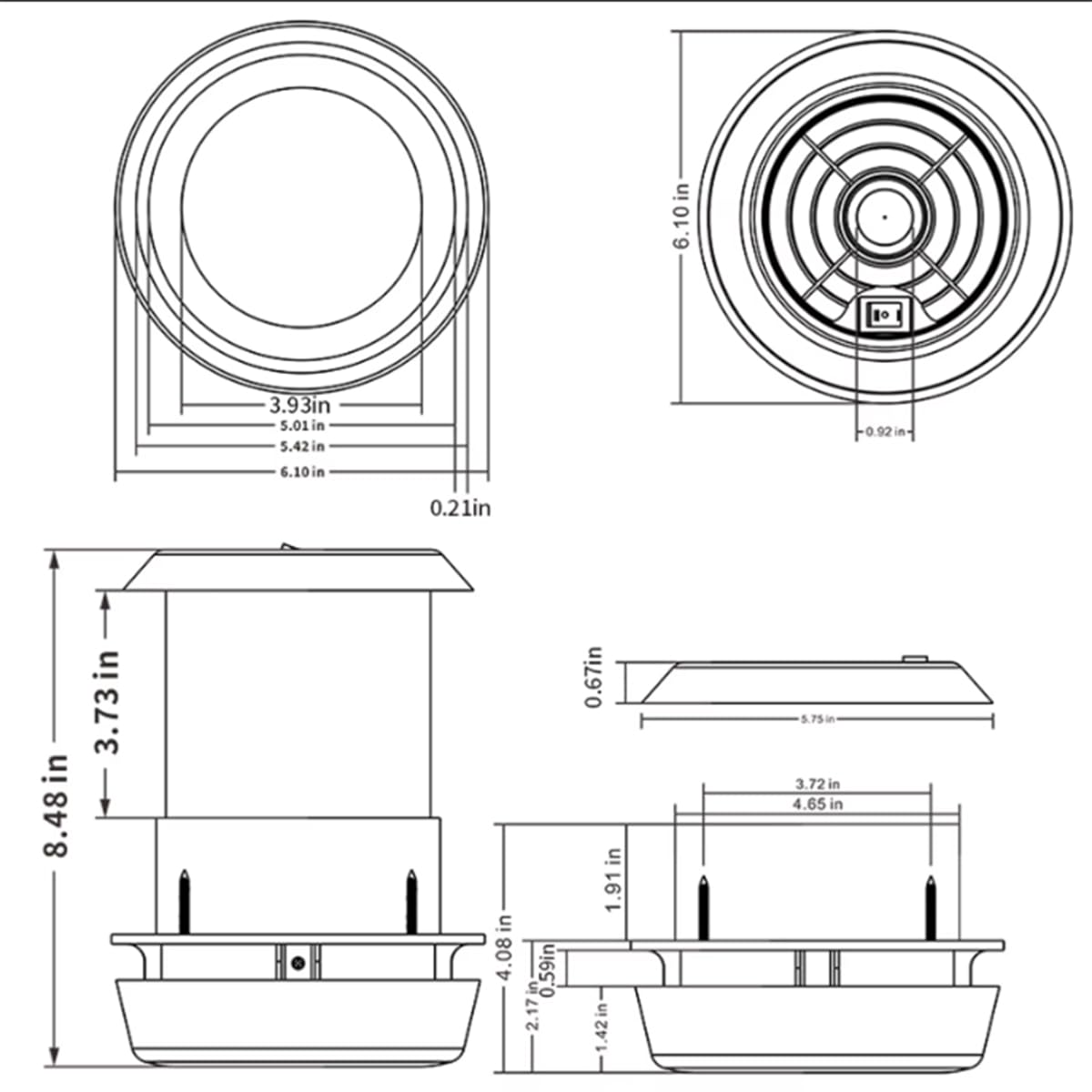 Ventilatore solare da tetto, 12 V, silenziatore, 1800 giri/min per camper T4 T5 T6, roulotte, barche e yacht