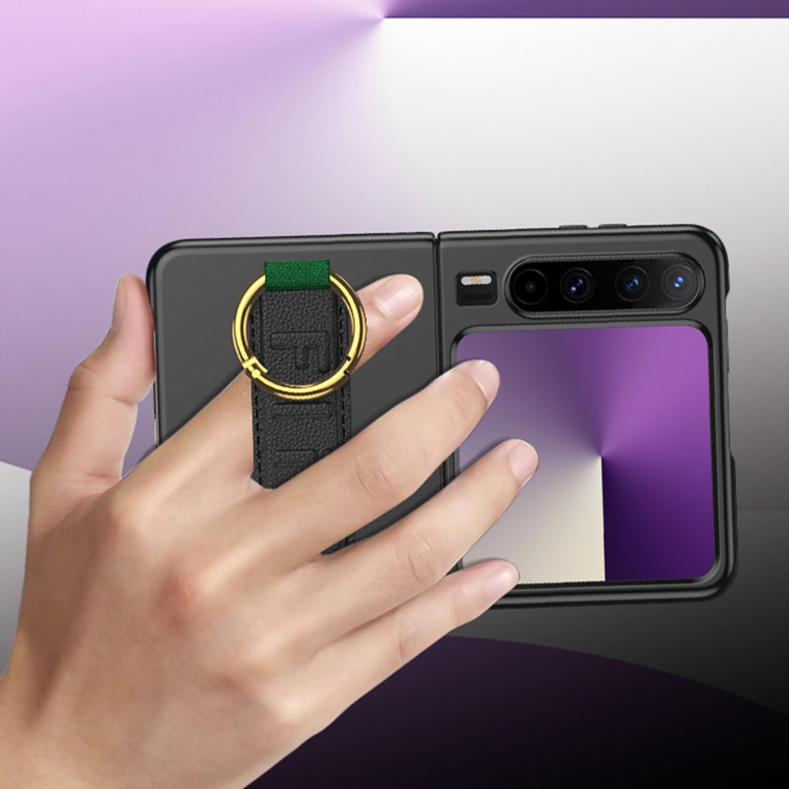 Ultra Mince Coque pour Huawei Pura X, Givrée Antichoc Etui avec Sangle Poignet Luxe Léger Commercial Protecteur Housse,Noir,PuraX