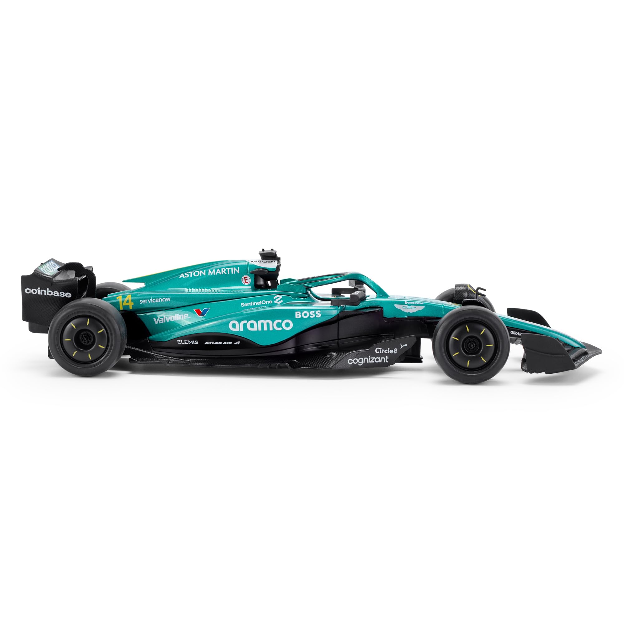 Aston Martin AMR24 F1 - Modelo de coche de fundición a escala 1:18 - Temporada 2024 | Fernando Alonso #14 Edición de coleccionista detallada | Producto con licencia oficial