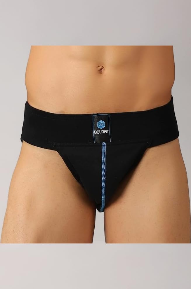 Boldfit Gym Supporter for Men Sports Underwear for Workout in Gym Stretchable Cotton Supporter for Gym Workout Quick Dry, Moisture Wicking Supporter for Cricket, Gym, Running Black