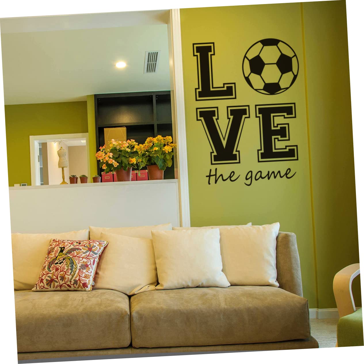 Housoutil 3piezas Pegatina De Pared De Fútbol Love Artículo Removible Stickers Decorativos Para Sala De Estar y Dormitorio Negro