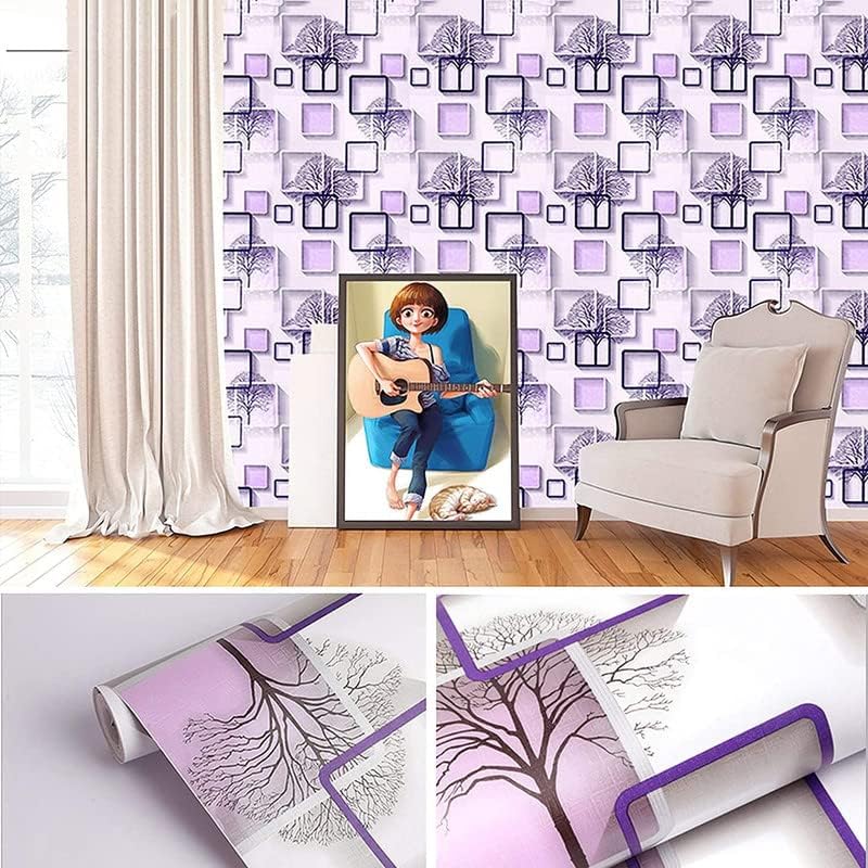 Image of SARVATRAY Self-Adhesive Wallpaper, Oil Proof Heat Resistant Wall Stickers for Kitchen, Vinyl Sheet, 1.5 X 9.5 SQ FT (3 M Rectangle Purple WS)