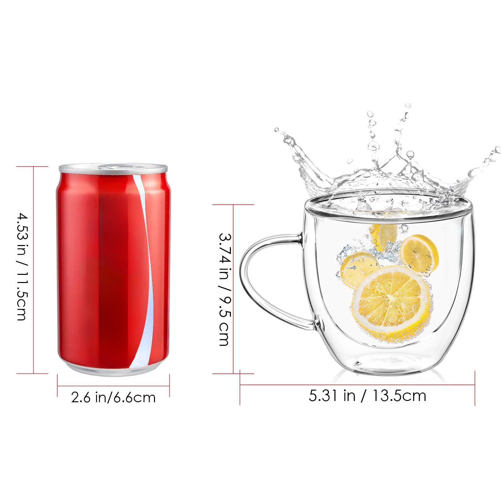 TKNO Confezione da 4 bicchieri da caffè a doppia parete da 380 ml, isolati, stile barista, in vetro trasparente, per latte, cappuccino, bianco piatto, tazze da caffè in borosilicato resistente al