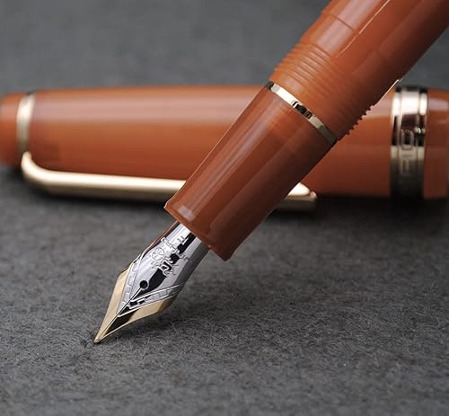 Miniatura 5 de JINHAO 82 - Pluma estilográfica con clip dorado (punta F 0.020 in, marrón transparente)