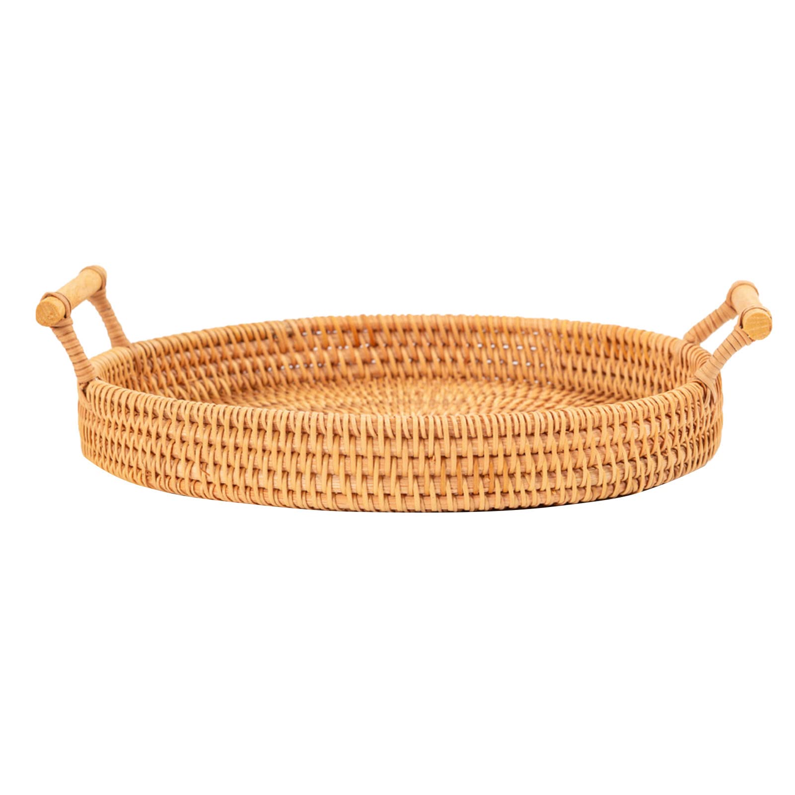 Vassoio Da Portata Rotondo In Rattan, Vassoio In Vimini Intrecciato A Mano Vassoio In Rattan, Vassoio Decorativo Rustico Per Colazione, Bevande, Snack, Pane Per Tavolino Da Bar, Cene-35cm