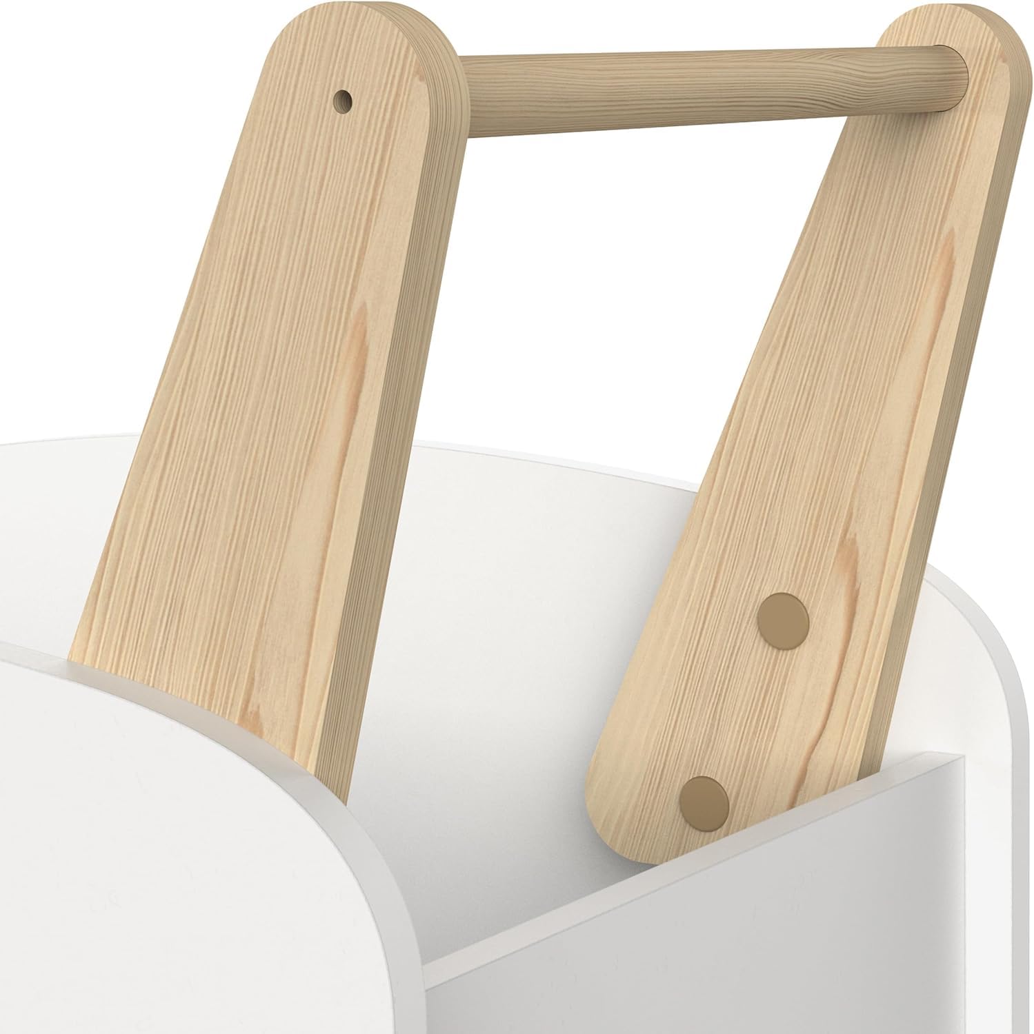 habeig Lauflernwagen, Spieltruhe, Spielzeugbox für Kinderzimmer, MDF & Echtholz, 50x53x35 cm, Rollbar, (Weiss/Holz) 829