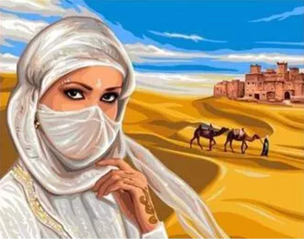 Peinture par numéros Femme au Sahara kit de peinture numérique DIY
