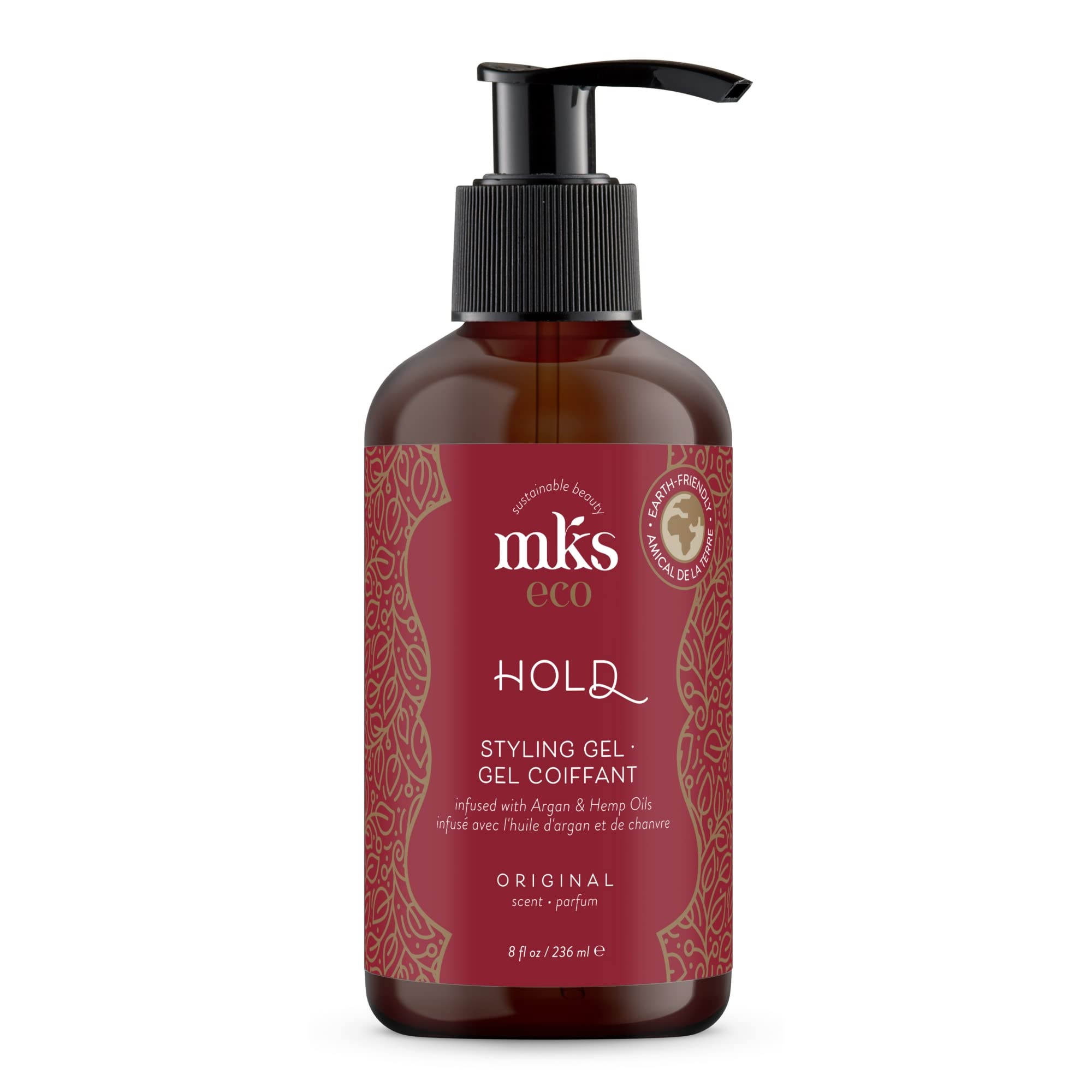 MKS eco Hold, Original Scent - 8 oz - Styling Gel - Medium, Flexible Hold - With Moroccan Argan Oil, Hemp Seed Oil - Vegan & Cruelty Free - Safe for Color-Treated Hair