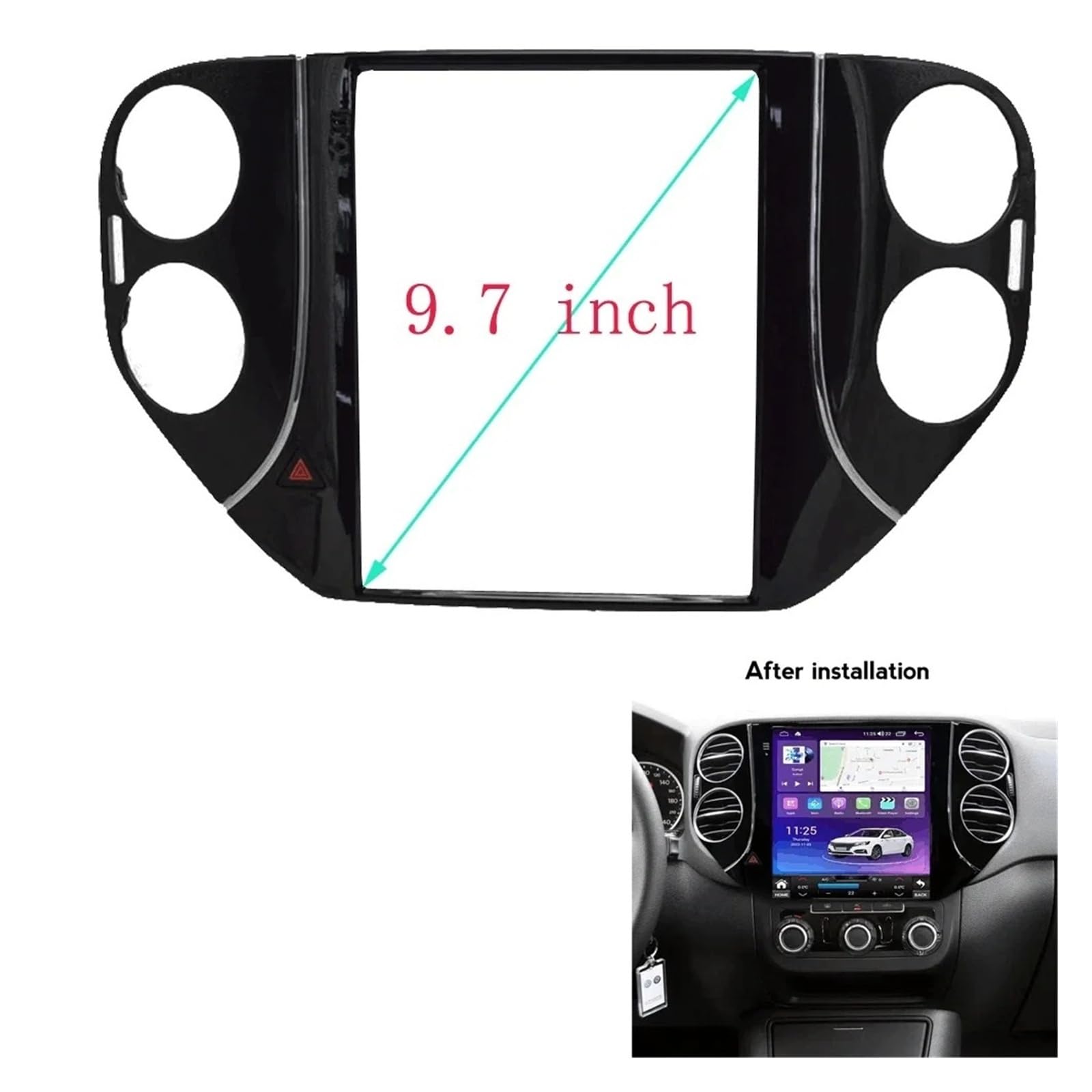 Schermo 9.7 Pollici per VW per TIGUAN 2013 2014 2015 2016 Car Dvd Frame Fascia Adattatore Android Radio Dash Kit Pannello Montaggio Mascherina Autoradio(Only Frame)