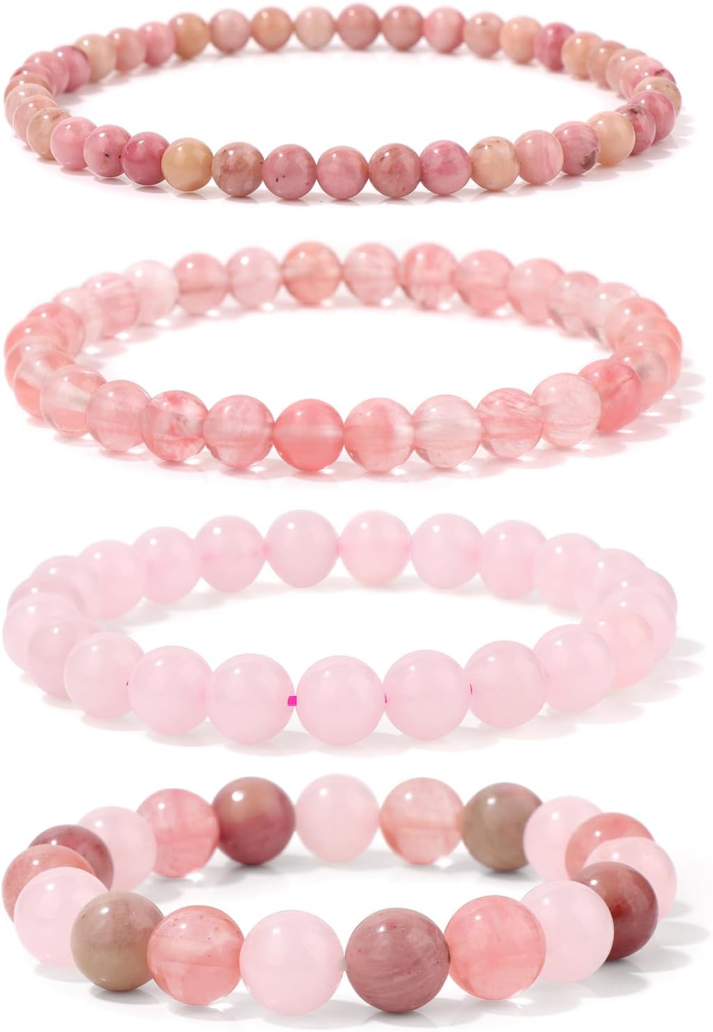 4pcs Beaded Bracelets for Women,Natural Healing Crystal Gemstones Bracelet,Anxiety Stress Relief Bracelet Handmade purple Jewelry Gifts for Women