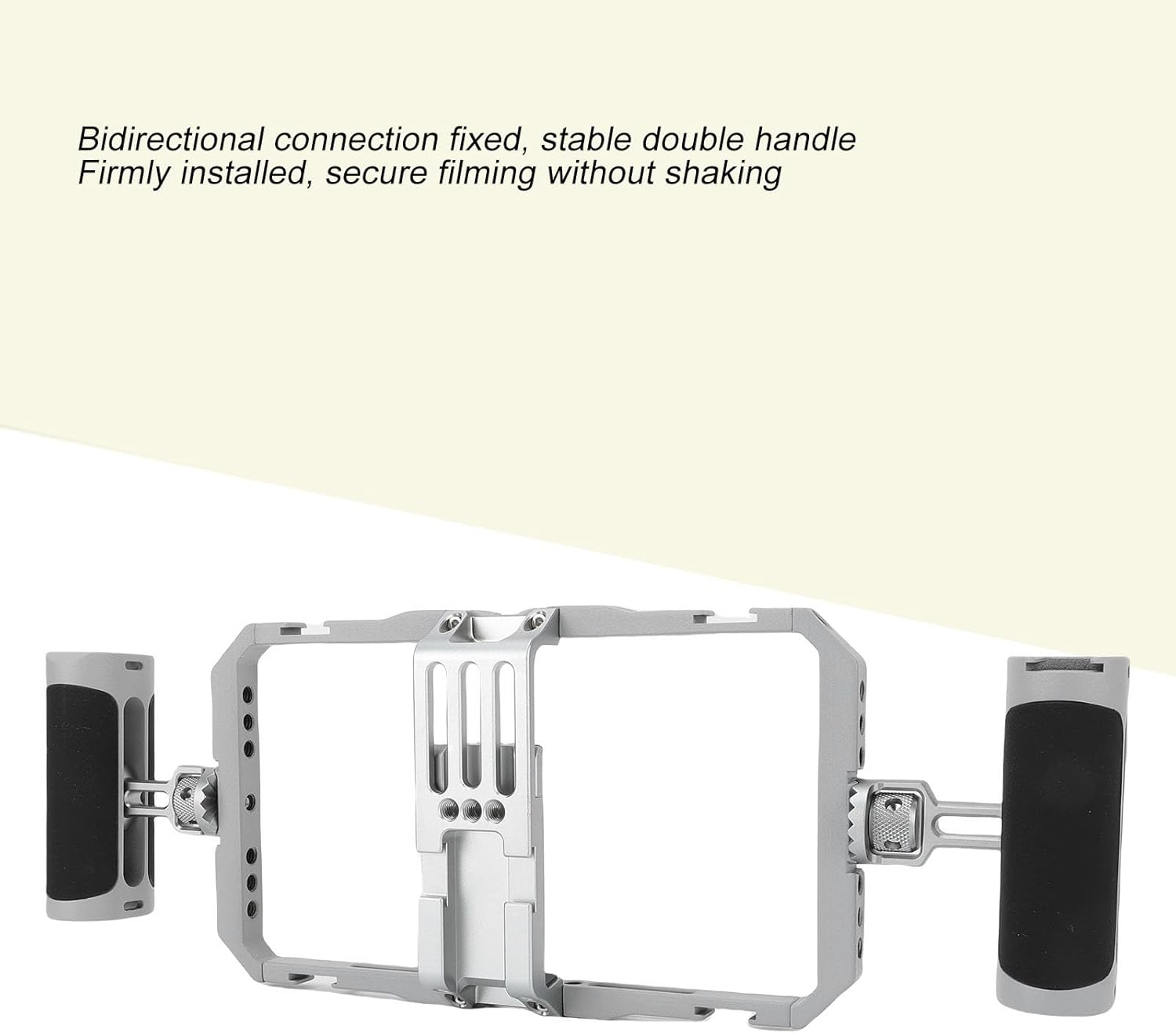GOWENIC Phone Video Rig Cage, Double Handed Grip Stabilizer with Ergonomic Design and Expansion Interfaces, for Smartphones 6.35 to 8.7cm Width