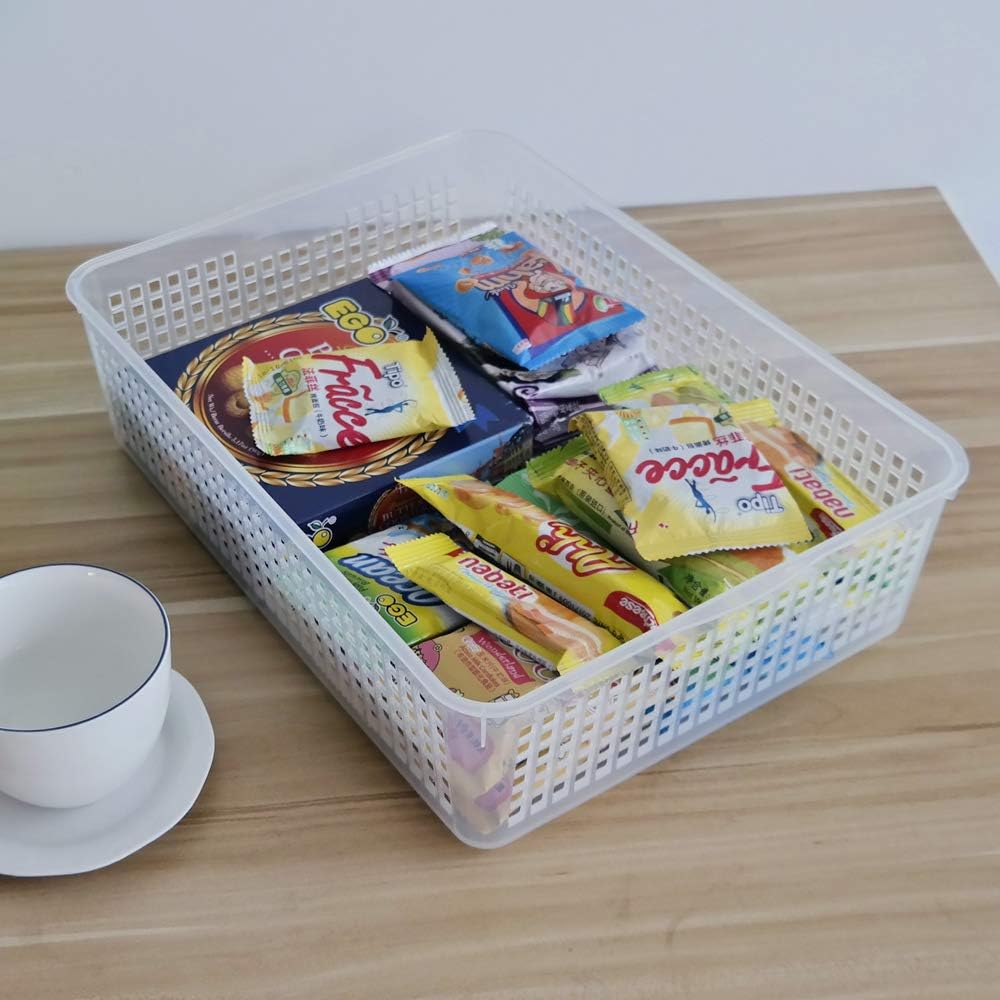 Kekow 6-Pack Clear Plastic Paper Storage Baskets Trays, File Storage Tray Basket