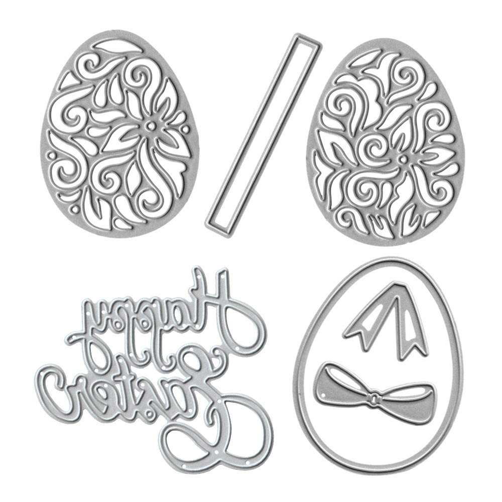 Metal Easter Die Cuts Eggs and Happy Easter Embossing Stencil Cutting Dies for Card Making Scrapbooking Paper Craft Album Stamps DIY Easter Décor