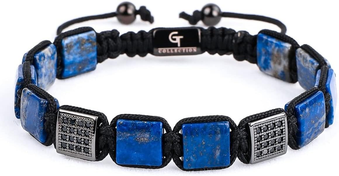 GT collectionFlat Bead Bracelet, Gemstone Adjustable Bracelets for Men