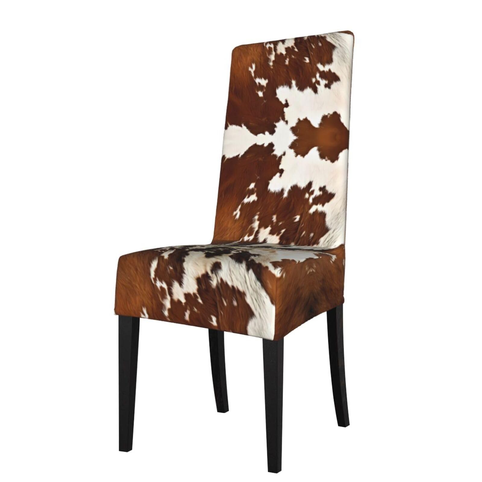 WHJDPP Red and white cowhide Prints Protection Cover for Dining Chair - Stretchy Seat Throw Covers, Wrinkle-Free & Easy Care for Hotel, Wedding & Home Dining Chairs