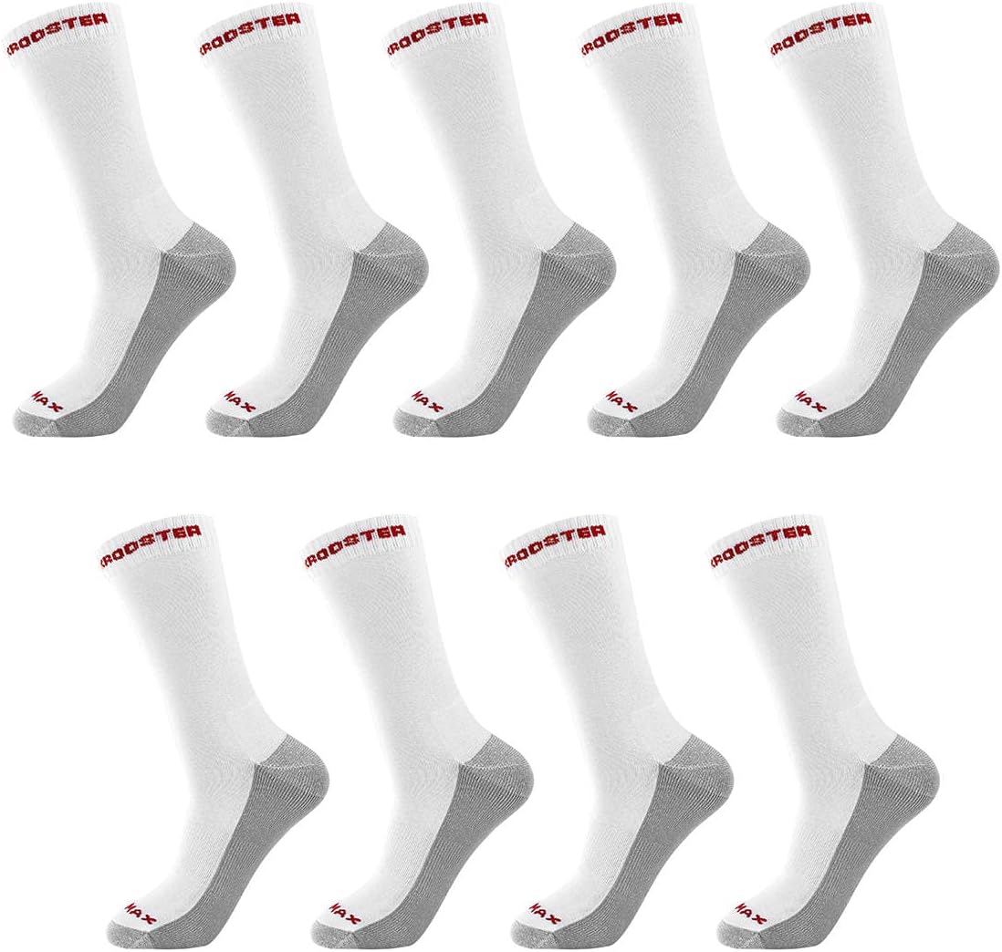 ROCKROOSTER Combo Casual Crew Socks Moisture Control Durable Athlete Socks for Men, COOLMAX, Breathable (9 pack)