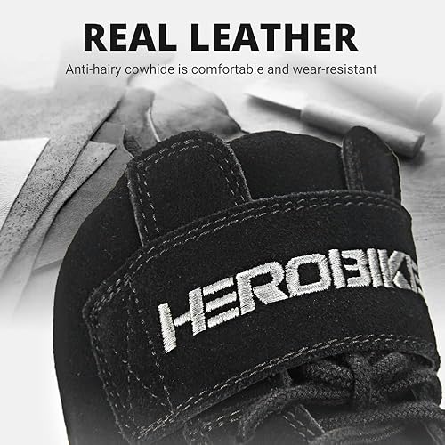 Miniatura 5 de HEROBIKER Botas de combate para motocicleta, senderismo, trabajo al aire libre, zapatos de tobillo medio para hombres