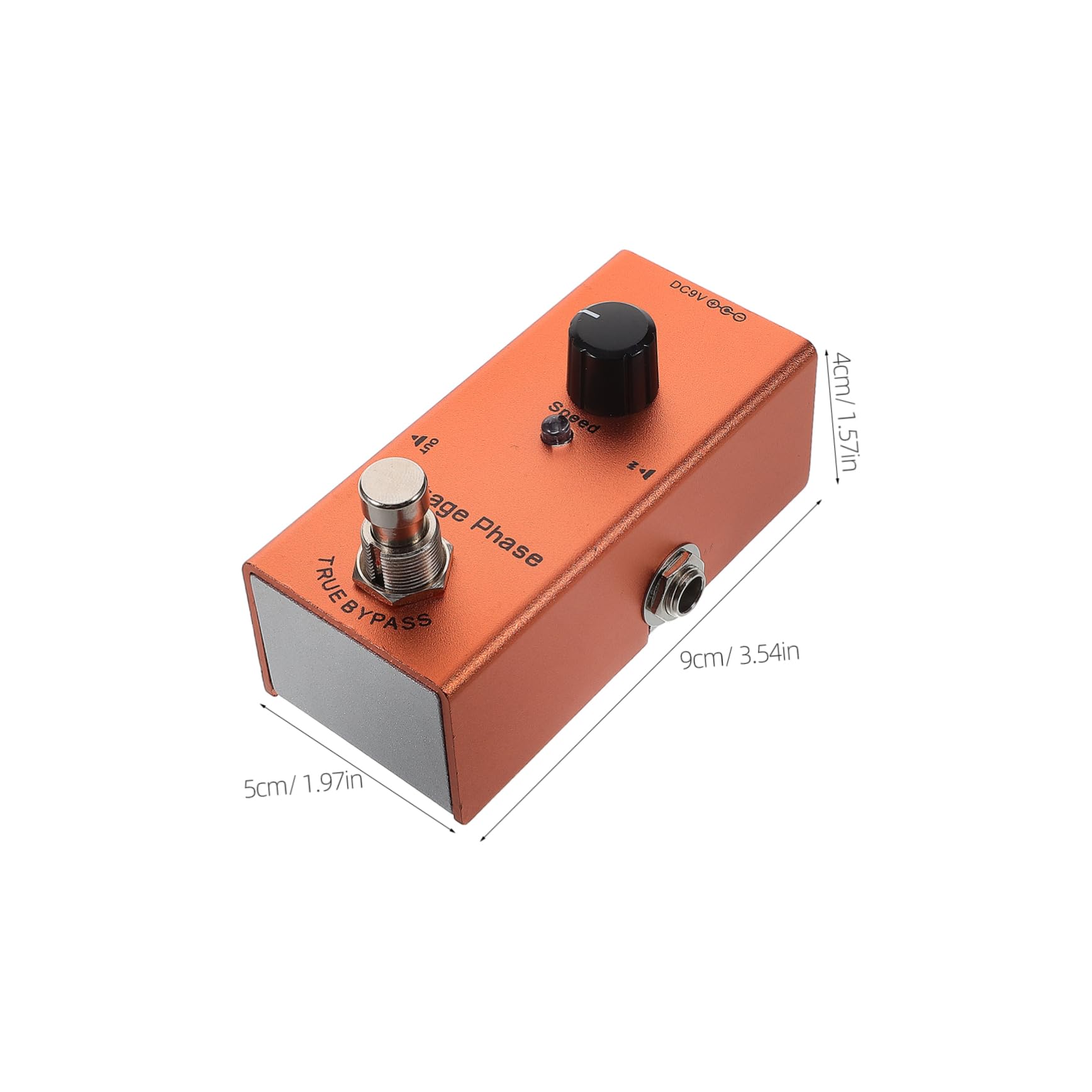 Pedale Effetto Phaser Vintage Mini per Chitarra Elettrica | Bypass True, Indicatore Chiaro, Struttura in Metallo Arancia, Uso su Chitarra Elettrica e Registrazione