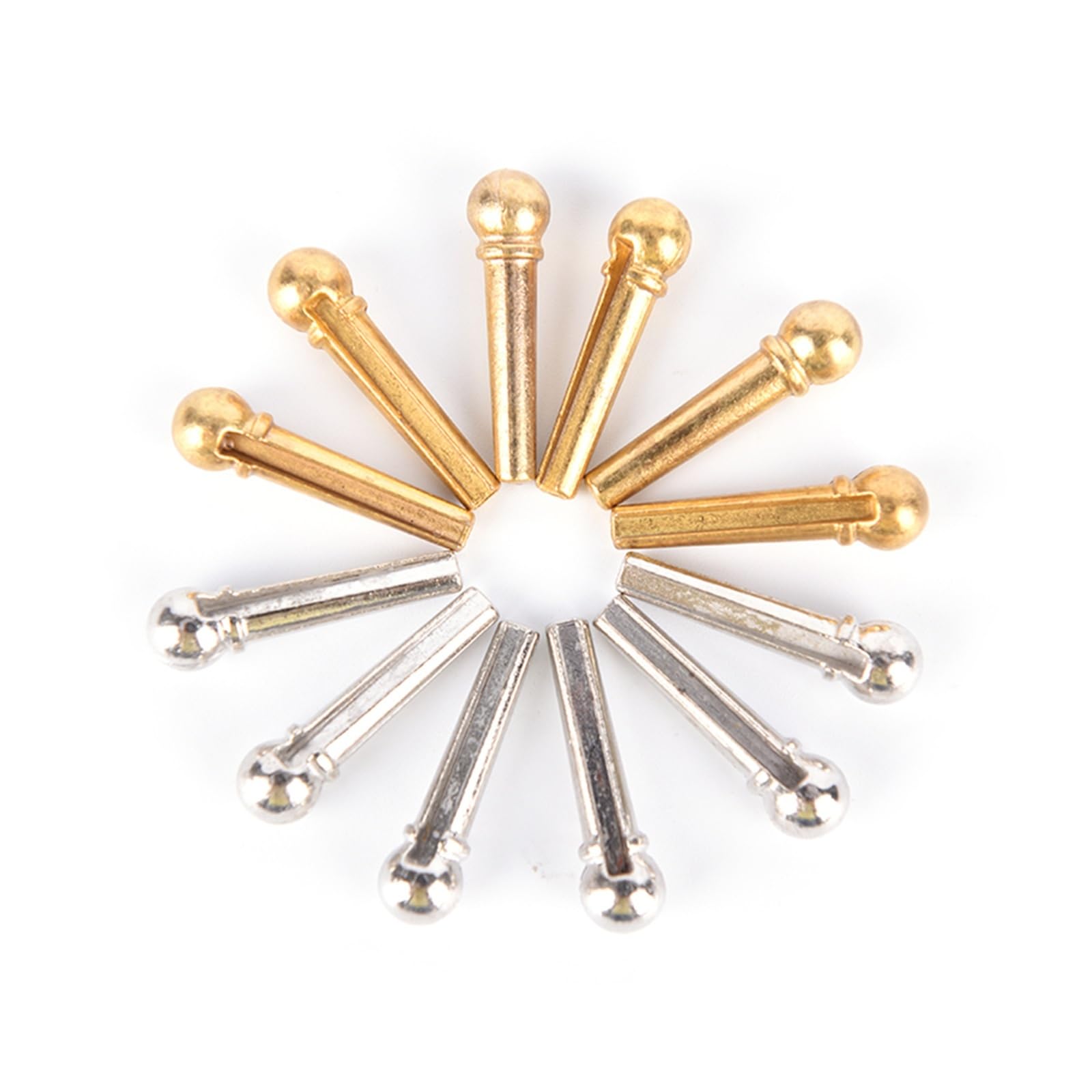 Clavo de clavija de cuerda de guitarra acústica popular, Pin de puente de Metal de Color plateado/dorado, 6 uds.(Silver)