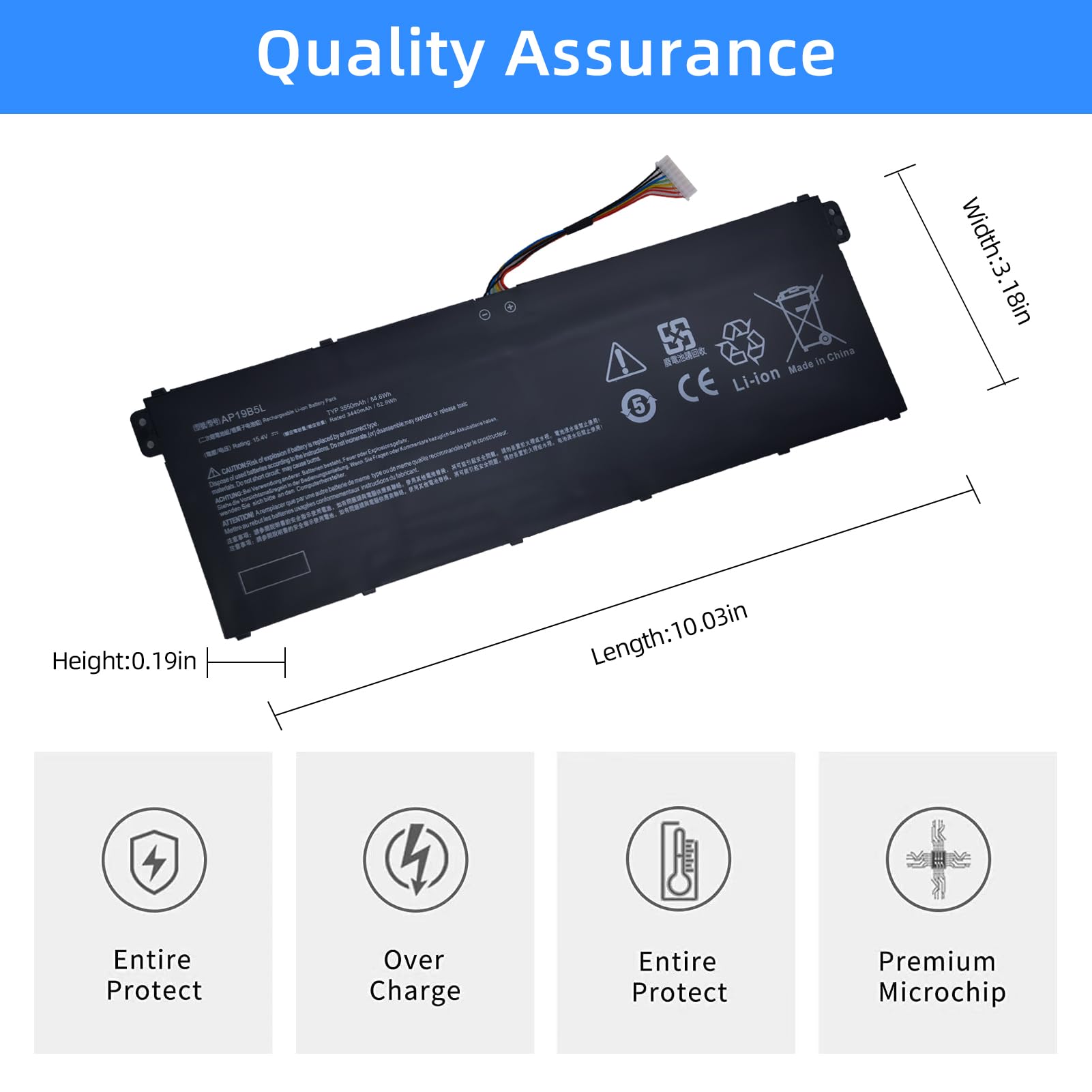 AP19B5L Batterie de rechange pour ordinateur portable ACER Aspire 5 A515-56G-77WL A515-55 A515-43 A515-44 A514-54 Swift 3 SF314-42-R9YN TravelMate P215-52 Series KT004050101010 4INP5 /61/71