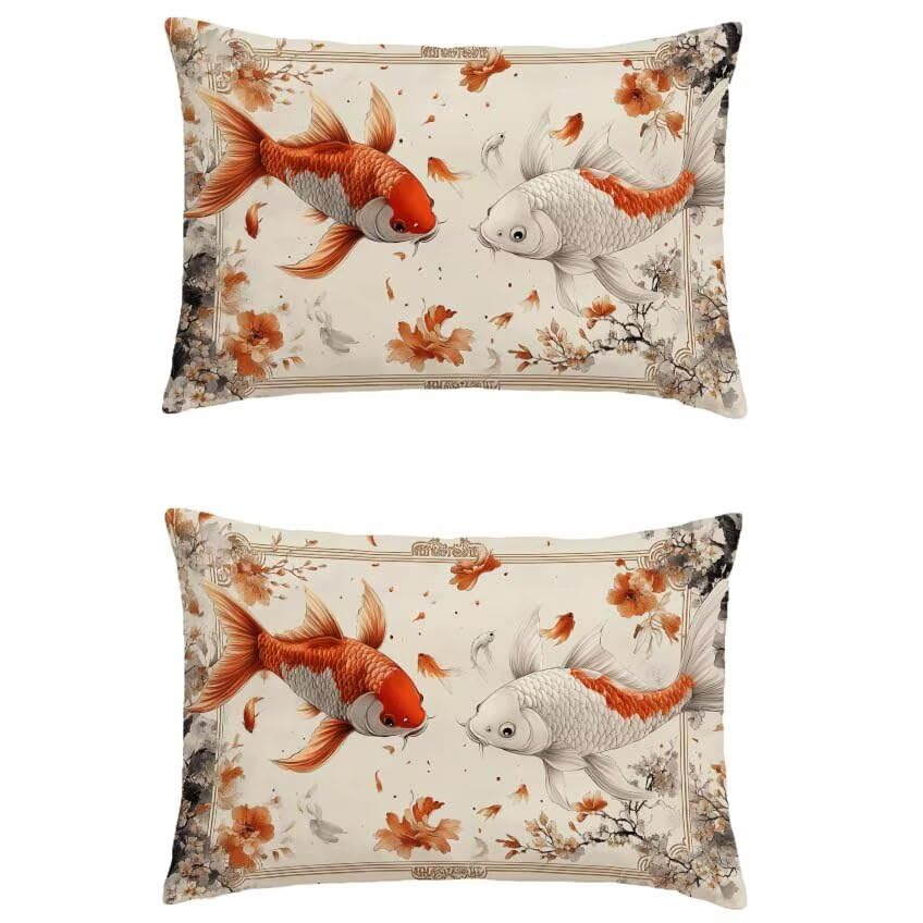 Housse coussin 60x80 lin imperméable orange, idée cadeau maison