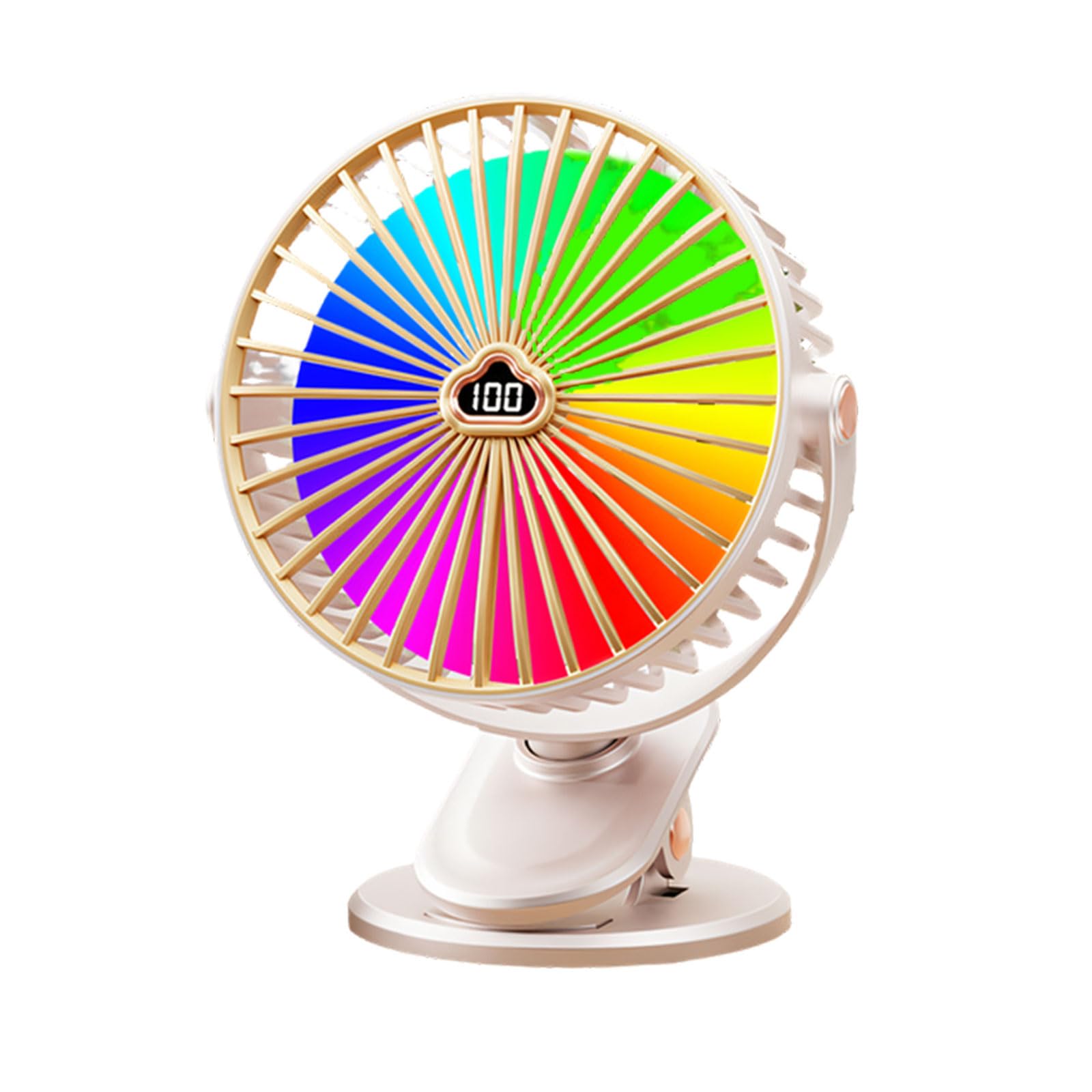 Ventilador con clip flexible de 100 velocidades y luz LED alimentado por USB
