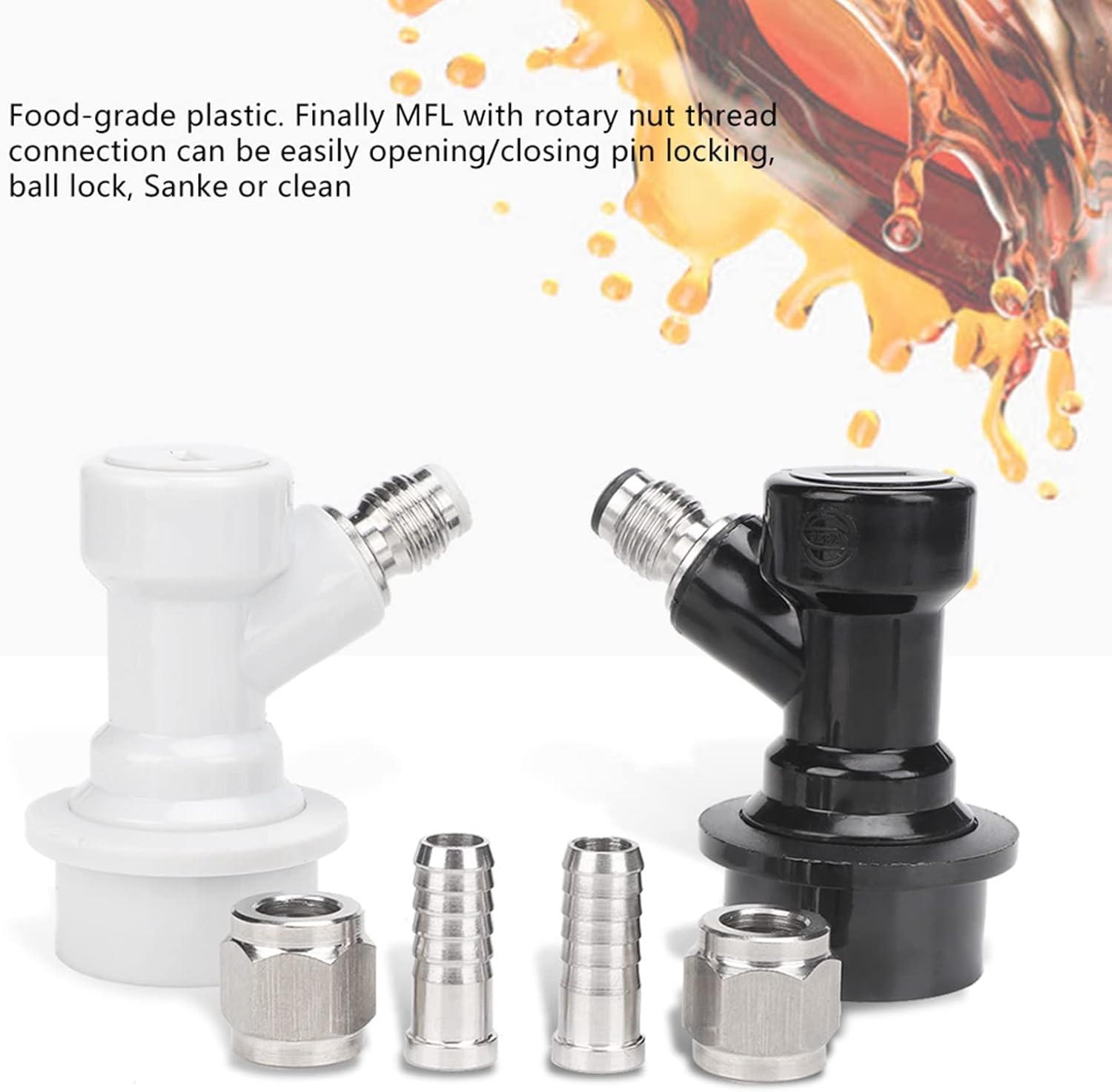 ZJchao Lock Keg Fittings Kit – 4-Piece Stainless Steel Gas & Liquid Disconnect Set with MFL Adapters for Homebrew Kegerators
