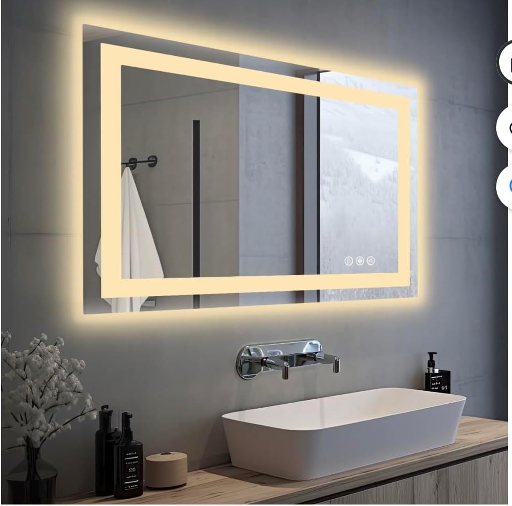 28X36 LED Bathroom Mirror with Lights, Anti-Fog, Dimmable, Backlit + Front Lit, Lighted Bathroom Vanity Mirror for Wall, Memory Function, Tempered Glass, Safe to Use, ETL Listed