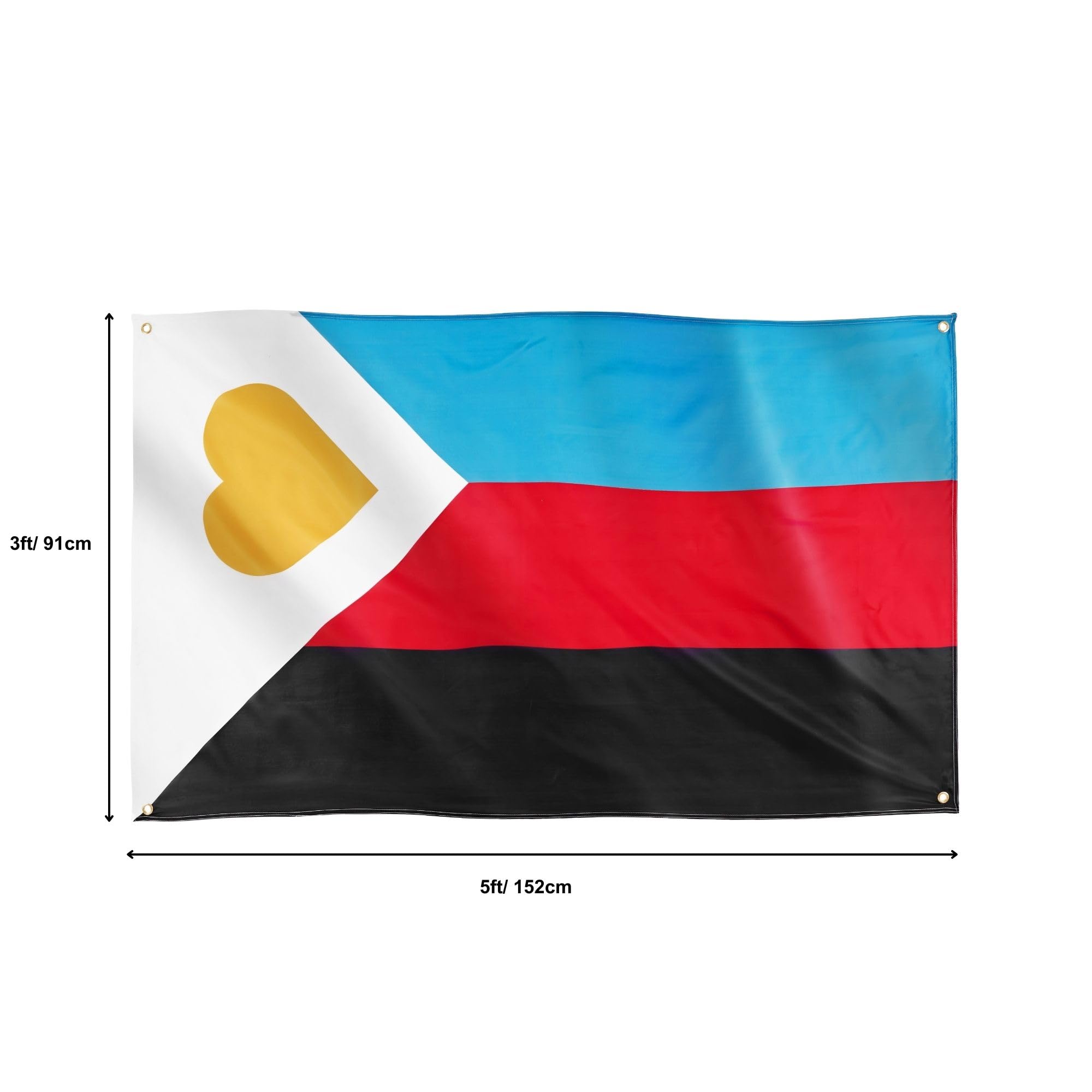 Runesol Tricolour Polygamy Pride Flag, 91x152cm, 3ft x 5ft, 4 Grommets, Eyelet In Every Corner, Gay Pride Flag, LGBT+ flag - Image 2