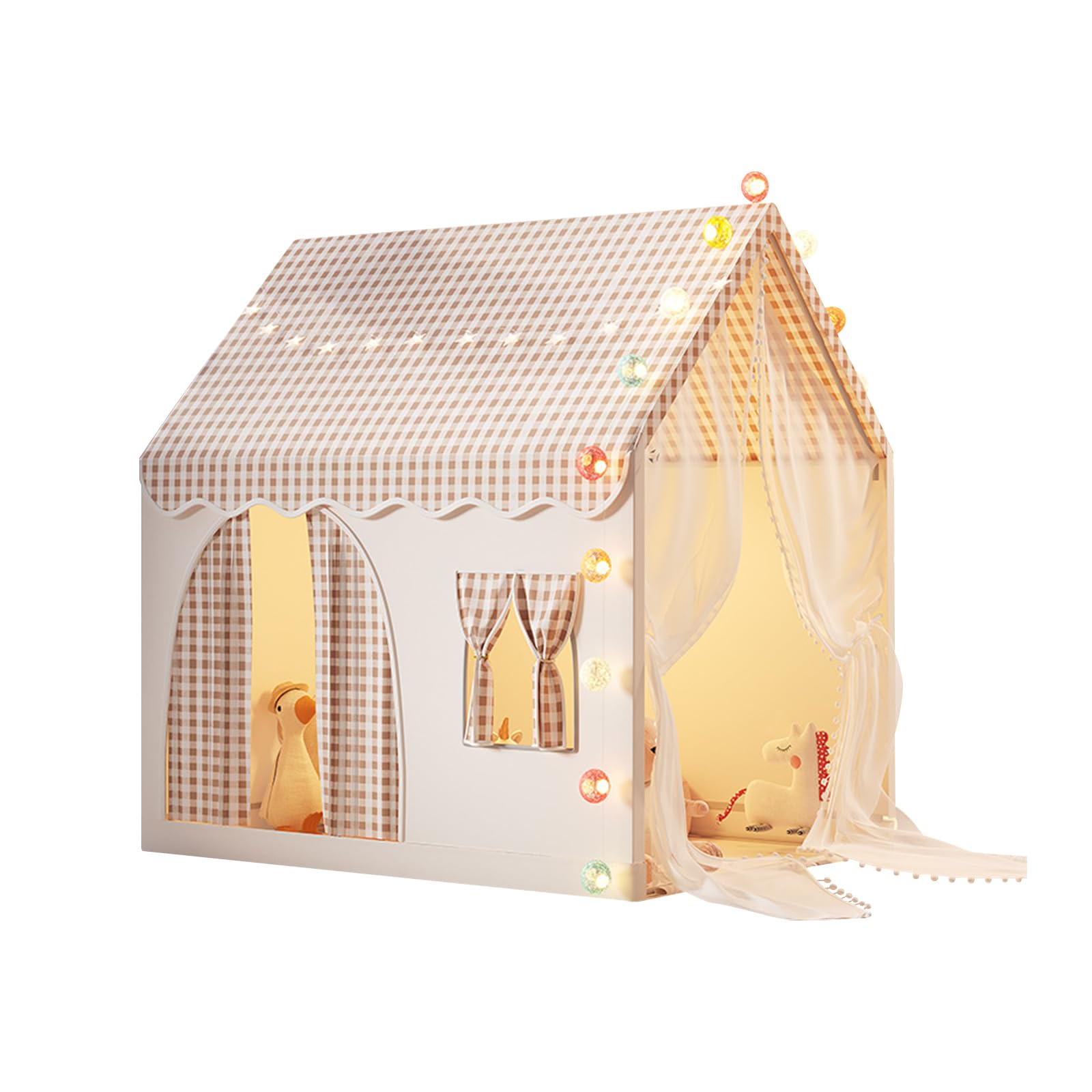 Ergocar Children's Tent Indoor Outdoor Double Door Castle Ball Light Colorful Flag Cloud Star Light Suitable For Toddler Children Boys And Girls
