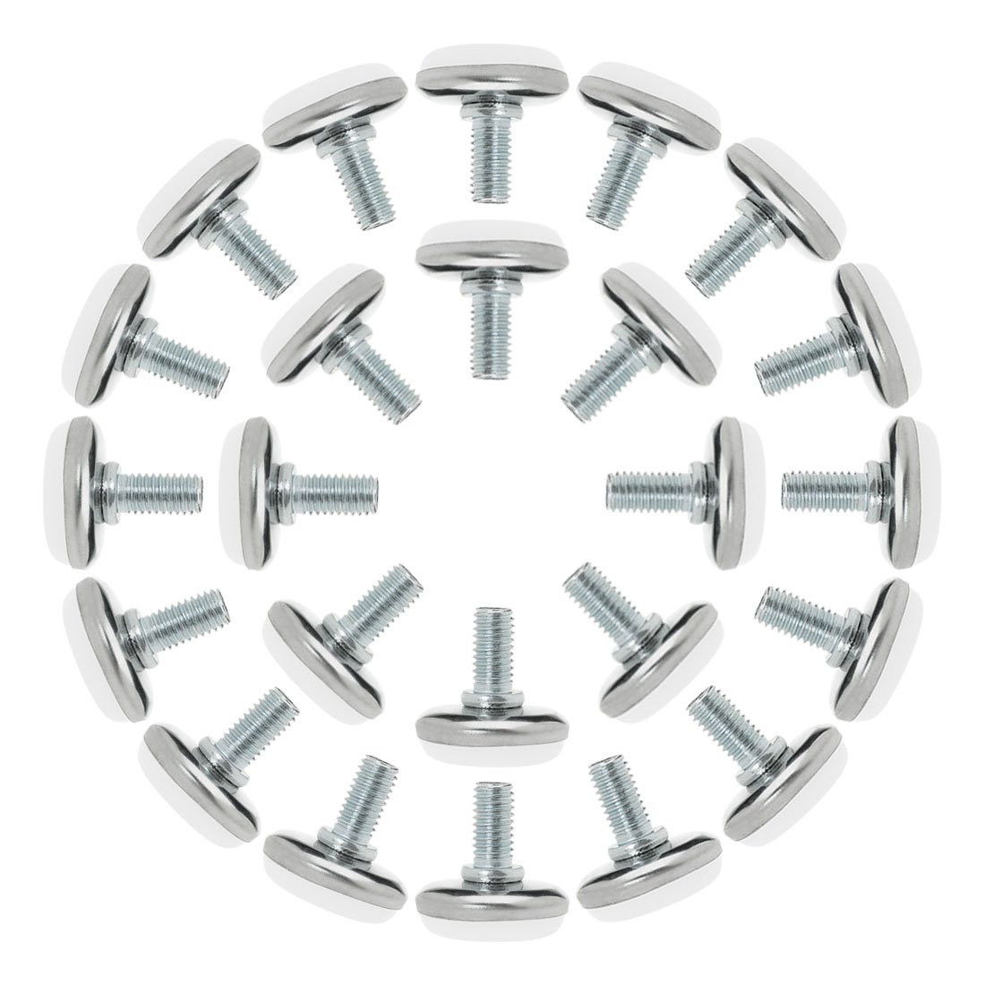 uxcell M8 x 13 x 30mm Screw on Furniture Glide Leveling Feet Adjustable Leveler Pad for Chair Industrial Machine Desk Leg 24pcs