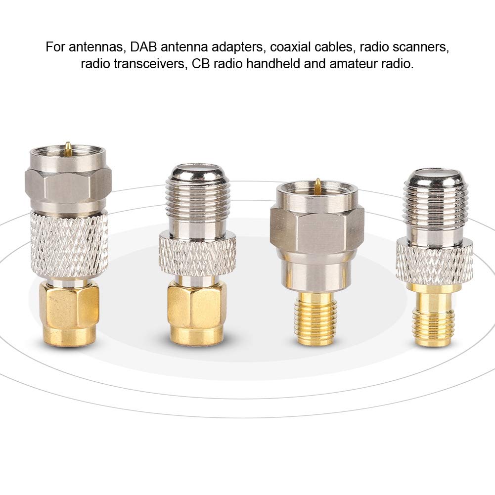 Set 4 Adattatori Convertitore Da F A SMA In Ottone Nichelato – Per Antenne DAB, Radio E CB