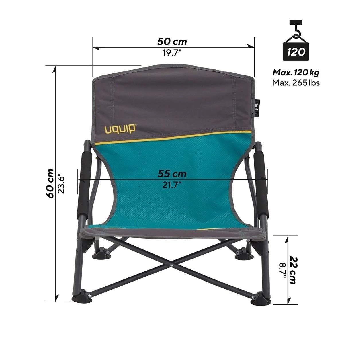 Uquip, Sandy – Set di 2 sedie a sdraio pieghevoli con capacità di carico max 120 kg