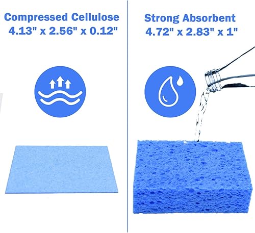 Miniatura 2 de YoleShy Paquete de 48 esponjas de celulosa comprimida natural para cocina, esponjas duraderas para limpieza y bricolaje para niños, reutilizables