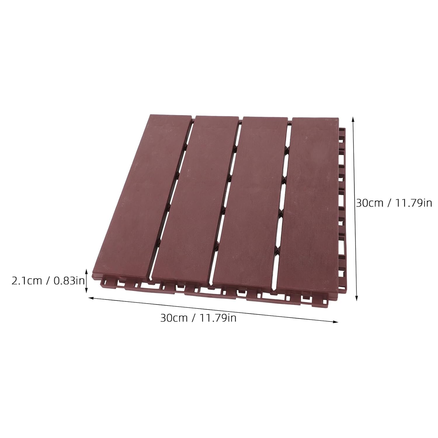 6pcs Dark Brown Plastic Interlocking Deck Tiles Outdoor Patio Flooring Balcony Floor Covering Weather-Resistant Garden Porch Flooring