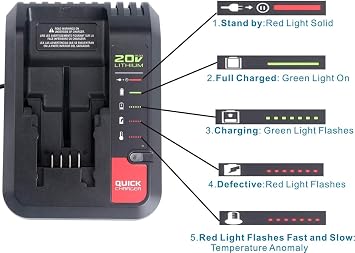 20V Battery Charger PCC692L Replacement for Porter Cable and Black&Decker 20V Max Lithium-ion Charger PCC691 BDCAC202B LCS1620B,Compatible with Battery PCC680L PCC681L PCC682L PCC685L