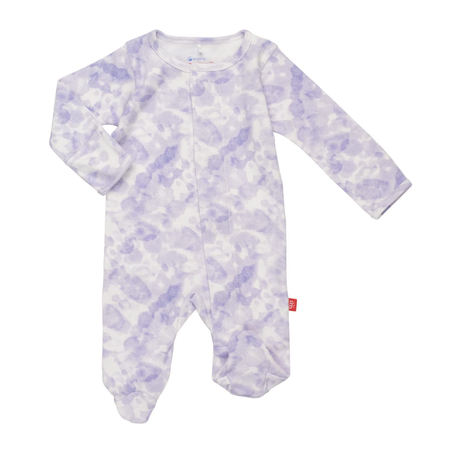 Magnetic Me Footie Pajamas 100% Organic Cotton Baby Girls Sleepwear Quick Magnetic Fastener Sleeper Lavendar Tie Dye 0-3 Months